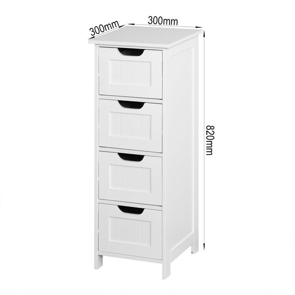 MAYEERTY White Bathroom Storage Cabinet, Freestanding Cabinet with Drawers