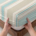 thumbnail image 3 of Twin Sze Fitted Sheet Set - Farmhouse Stripe 2 Piece Bedding Sets 16" Deep Pocket Fitted Sheet with 1 Pillowcase, Boho Country Vintage Teal Blue Striped Brushed Microfiber Hotel Luxury Bed Sheets, 3 of 9