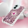 thumbnail image 5 of Case for iPhone 16, iPhone 16 Case Glitter with Ring Holder Stand,Clear TPU Cute Love Moving Quicksand Sparkle Shockproof Liquid Phone Case for iPhone 16 6.1 inch Rose Gold YBZ, 5 of 14