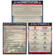 YOUNG N' REFINED American Founding documents Laminated 3 pack: US Constitution, Declaration of Independence and Bill of Rights