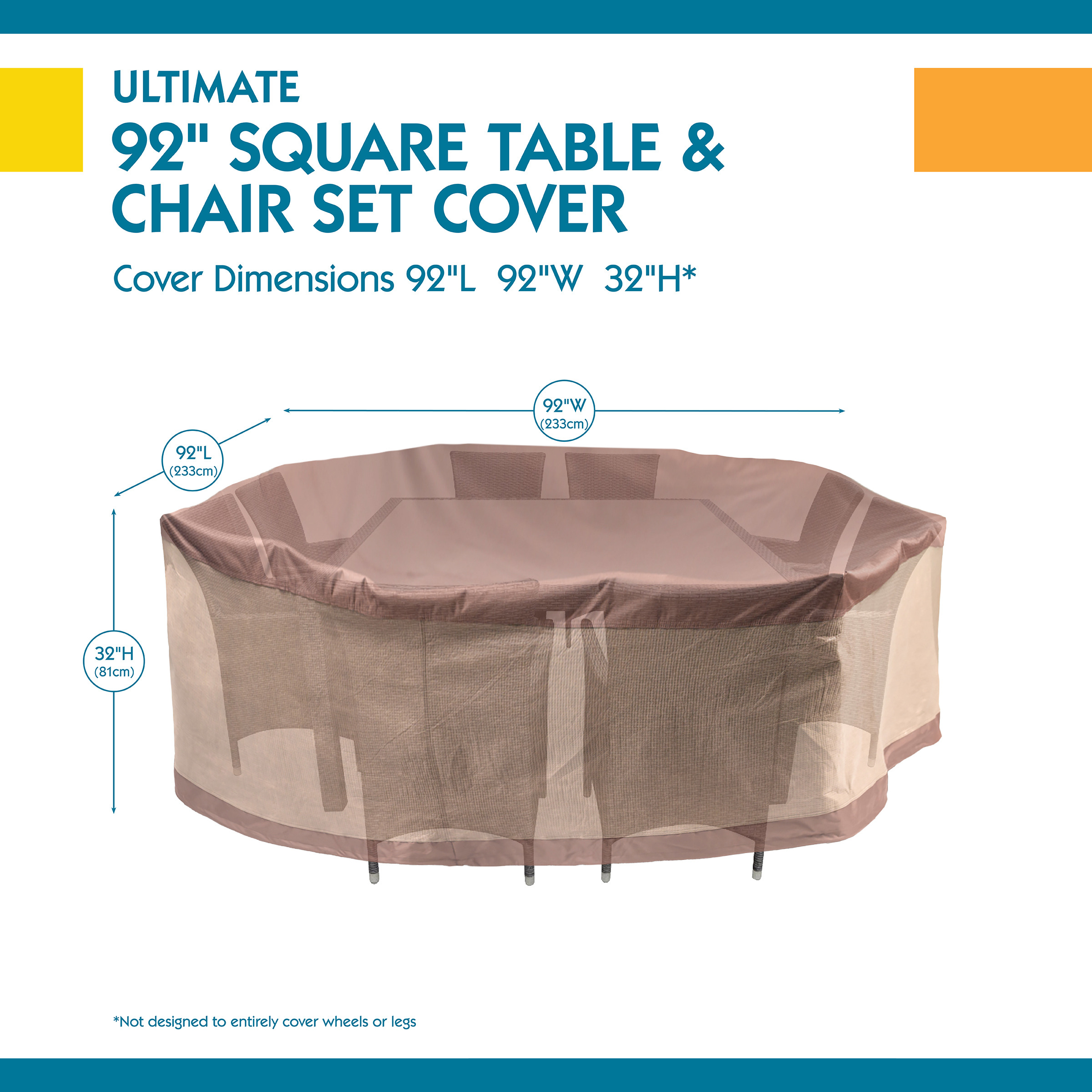 76 Inch Duck Covers Ultimate Square Patio Table With Chairs Cover