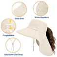 thumbnail image 5 of Womens Sun Hat Rollable UPF 50+ Wide Brim and Ponytail Hole, Hiking Safari Gardening Hat with Neck Flap, Beige, 5 of 7