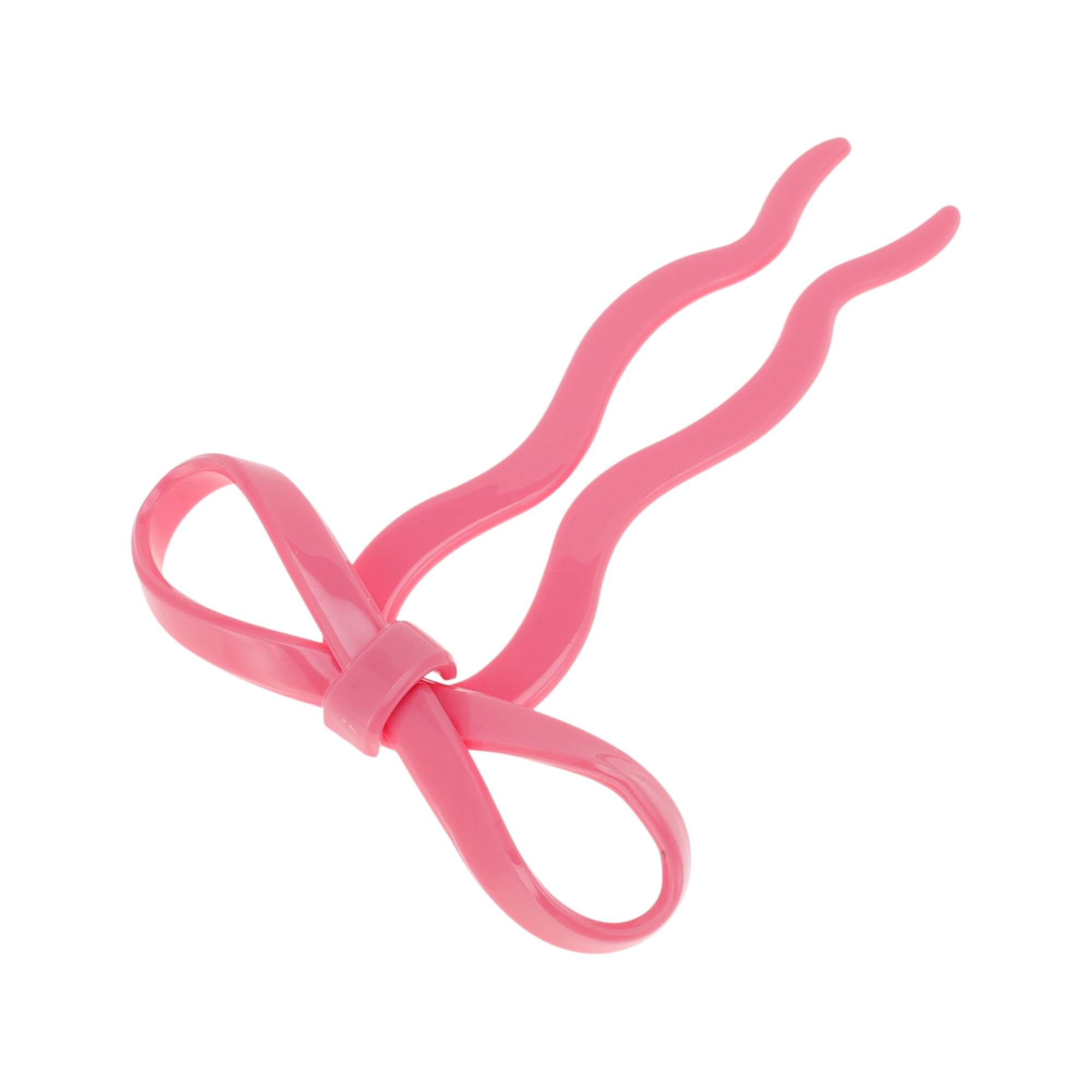 Unique Bargains Bow Wave Chignon Pin for Women 1 Pc Pink