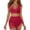 Red, variant on CAIXIA Tankini Swimsuits For Women Swim Dress High Waisted Bikini Sets Mesh Sarong Wraps V Neck Two Piece Bathing Suit Side Drawstring