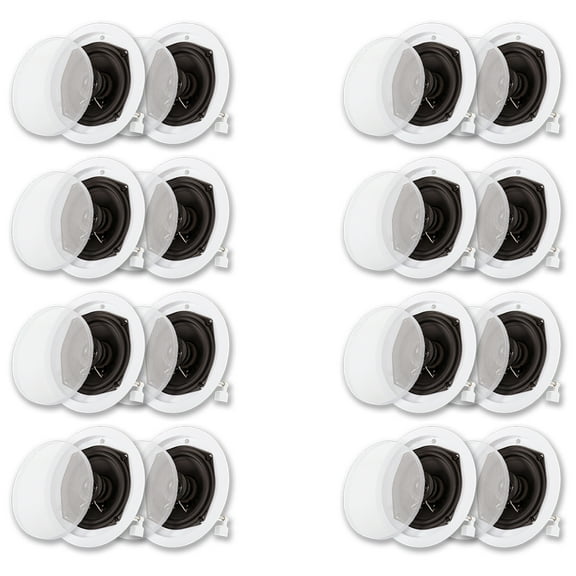 Acoustic Audio R191 In Ceiling / In Wall Speaker 8 Pair Pack 2 Way Home Theater Flush Mount