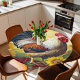 thumbnail image 2 of Rooster Sunflower Berry Elastic Fitted Round Table Cover White Red Plaid Waterproof Outdoor Tablecloth for Holiday Party, Picnic, Patio & Dining Fits Tables Up to 45"-54", 2 of 8