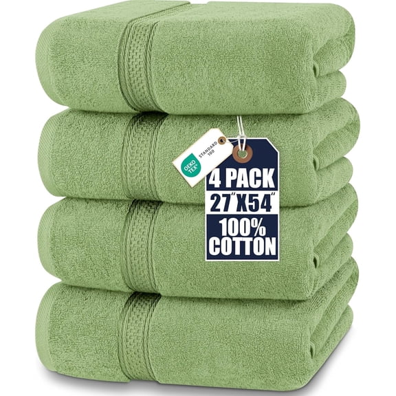 Utopia Towels 4 Pack Premium Bath Towels Set, 27 by 54 Inches, 100% Ring Spun Cotton 600GSM, Lightweight and Highly Absorbent Quick Drying Towels, Perfect for Daily Use, Sage Green