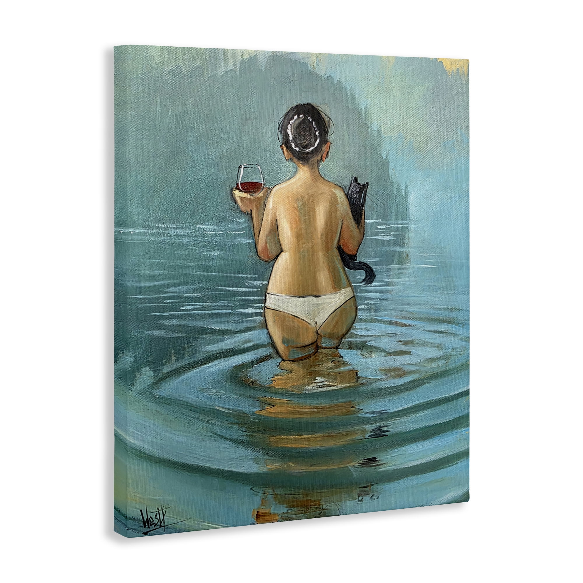 Stupell Industries Cat & Wine Dip At Twilight Canvas Wall Art, design by Ronald West