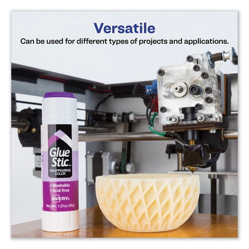 Permanent Glue Stic, 1.27 Oz, Applies Purple, Dries Clear | Bundle of 10 Each
