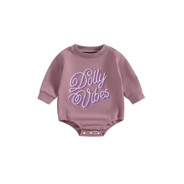 FOCUSNORM Barboteuses à Manches Longues pour Bébés Filles Justaucorps à Col Rond Imprimé Lettre Décontracté pour l'Hiver
