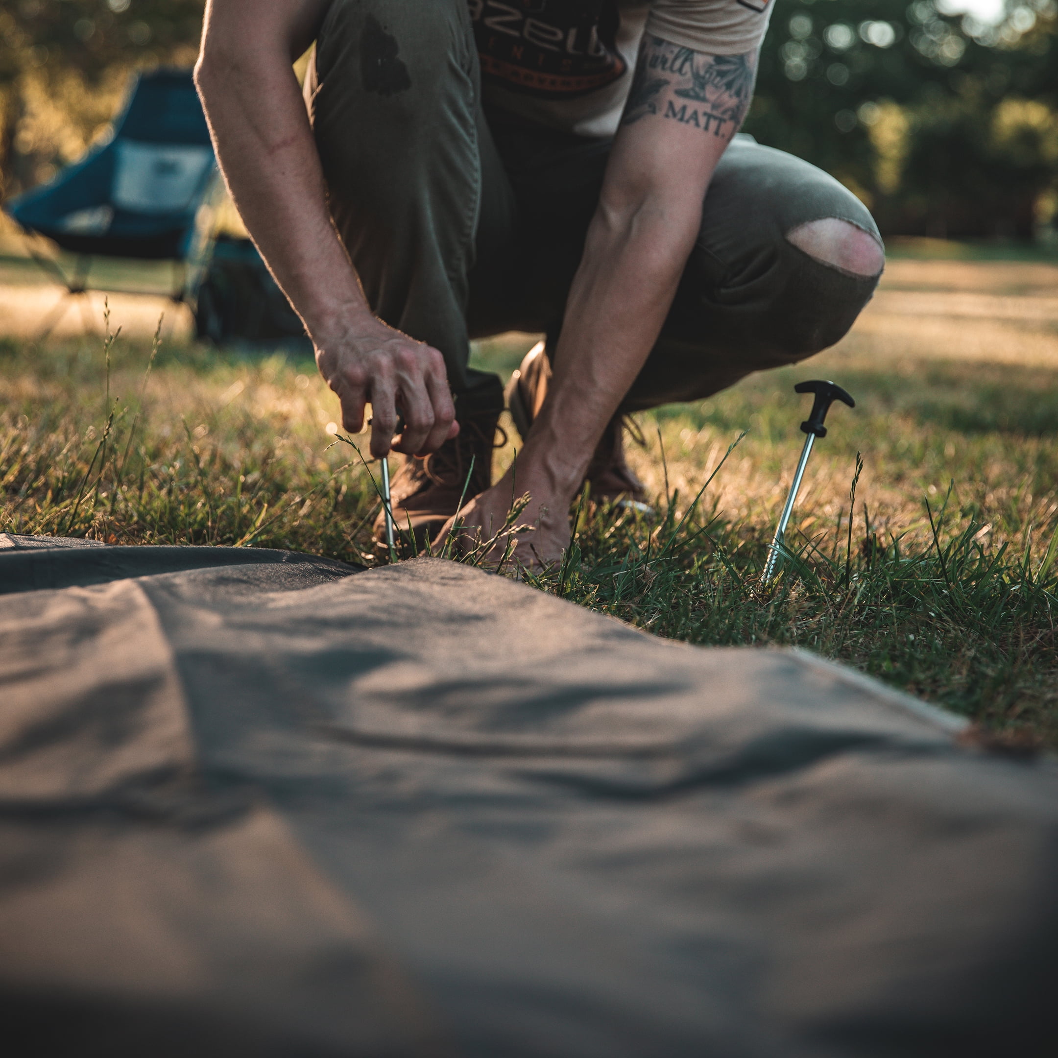 Gazelle T4 300D Waterproof Ground Tarp 4 Tack Down Stakes Tent Footprint