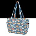 thumbnail image 2 of FORMRS Tote Bag for Women Quilted Large Capacity Travel Work Carry On Shoulder Handbag, Blue Cute Train Pattern, 2 of 7
