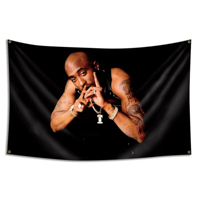 Tapiz con diseño de bandera de Tupac Shakur, diseño de anime, 90 x 150 cm, poliéster
