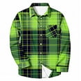 thumbnail image 5 of Donemore Men Casual Fashion Button Checkered Print Long Sleeve Turndown Elastic Blouse Shirt, 5 of 5