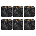 thumbnail image 2 of Honeii Full Moon Black Dragon Print Leather Coaster Set of 6, Ideal for Safeguarding Your Furniture from Drinks Spills and Effortless Cleanup,Square, 2 of 7