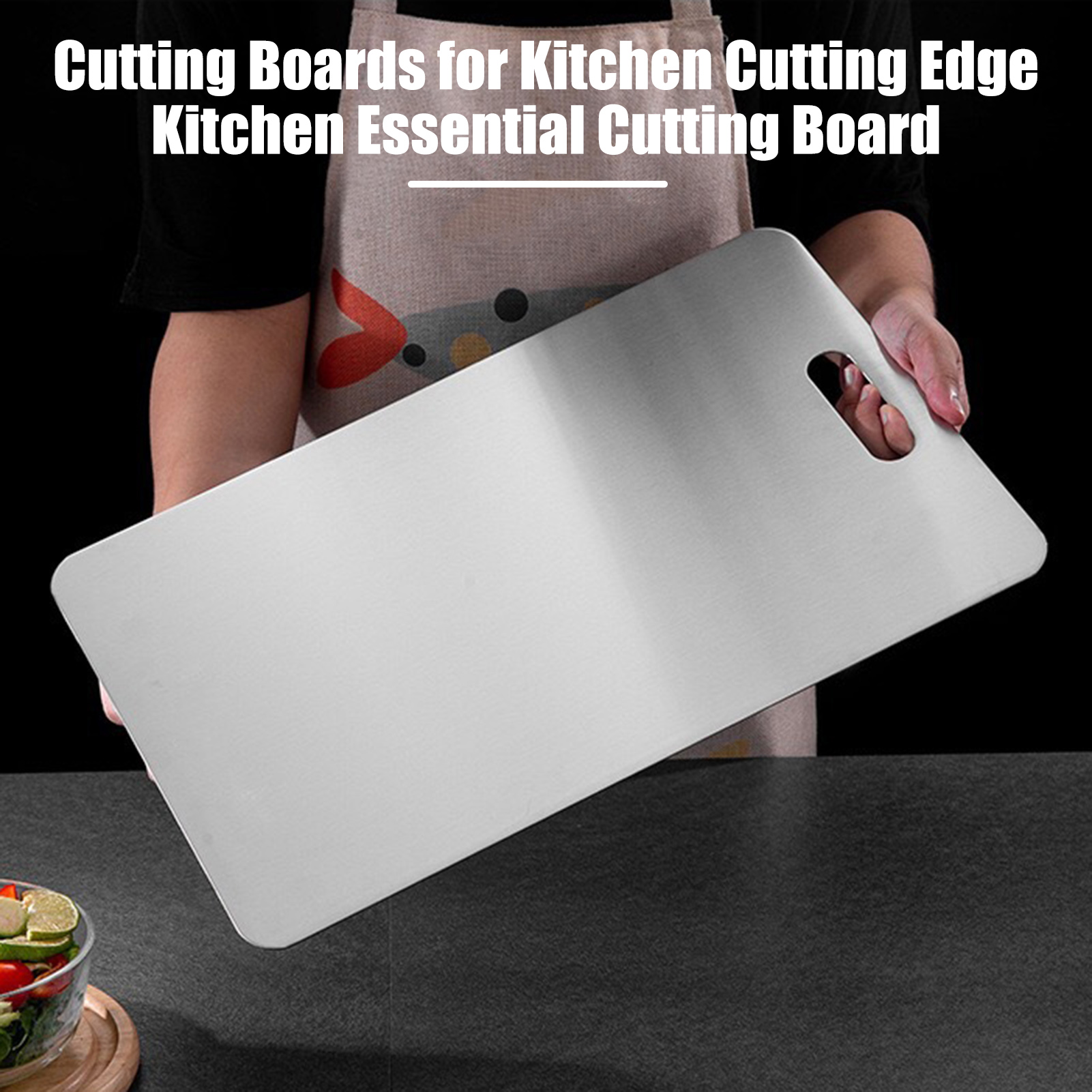Homelife Double Sided Cutting Board for Kitchen Quick Thawing Crack Resistance Cutting Board Stainless Steel Chopping Board for Meats Fruits Vegetables