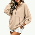 thumbnail image 5 of Yyeselk Women's Half Zip Sweatshirt Lightweight Stand Collar Sweatshirts for Women Long Sleeve Loose Fit Fall Clothes Khaki XL, 5 of 7