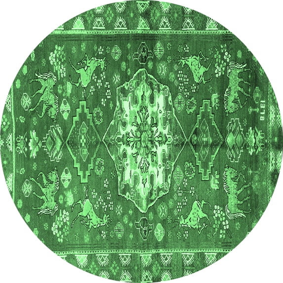 Ahgly Company Indoor Round Animal Emerald Green Traditional Area Rugs, 8' Round