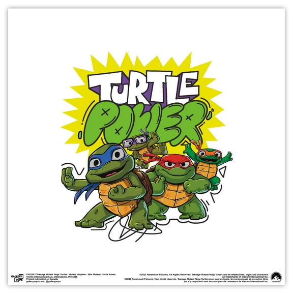 Gallery Pops Nickelodeon Teenage Mutant Ninja Turtles: Mutant Mayhem - Mini Mutants Turtle Power Wall Art, Unframed Version, 12" x 12"