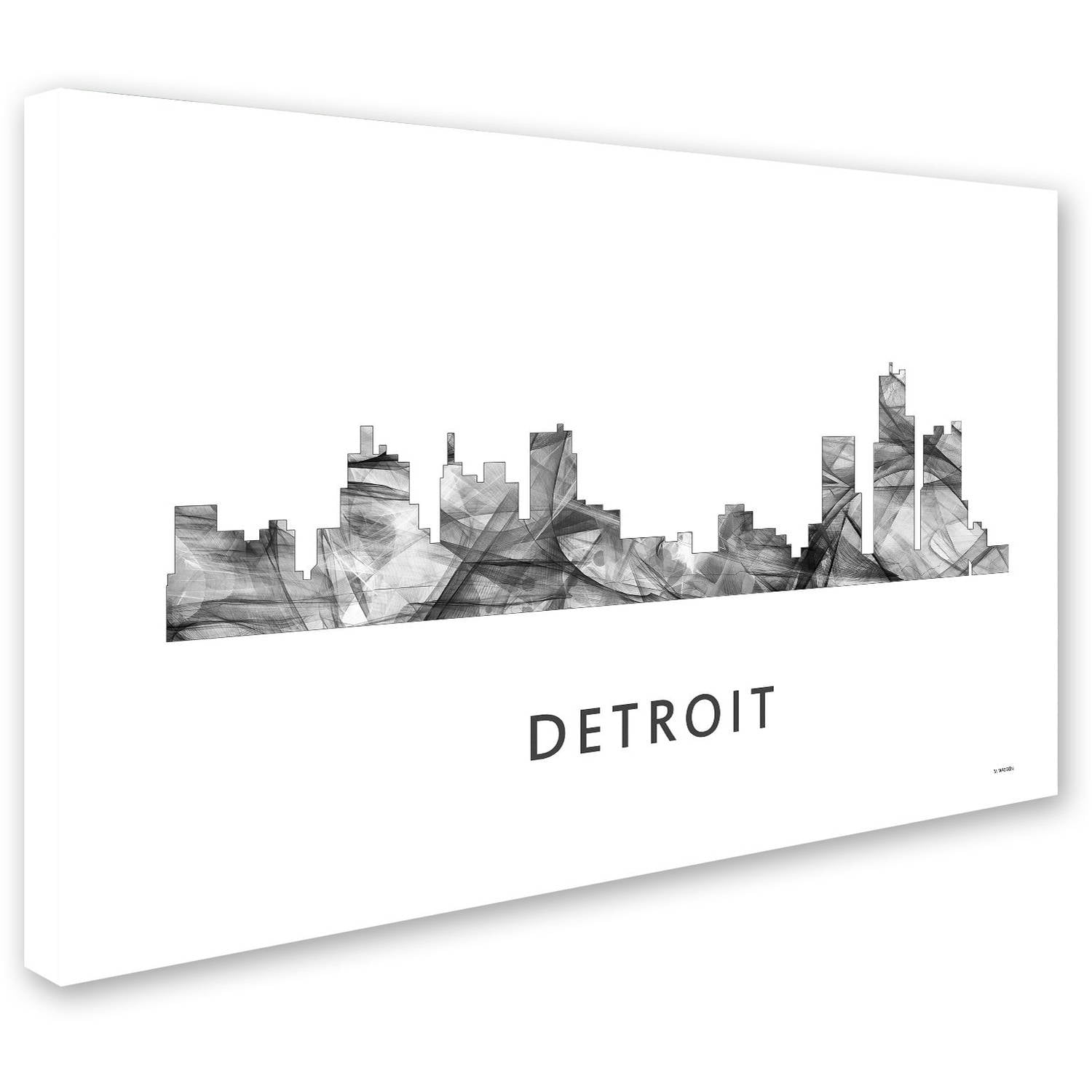 Trademark Fine Art 'Detroit Michigan Skyline WB-BW' Canvas Art by Marlene Watson