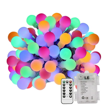 Lighting EVER 60 LEDs 19.68ft Multi-color Globe String Lights Remote Control Battery