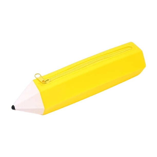 Estuche con forma de lápiz, organizador de escritorio portátil con cremallera, soporte para bolígrafos, bolsa para bolígrafos para niños, estudiantes, Amarillo