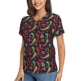 thumbnail image 2 of Vsdgher Red Chili Women Shirts V Neck Short Sleeve Tops T-Shirt Basic Tees, S to 3XLXX-Large, 2 of 5