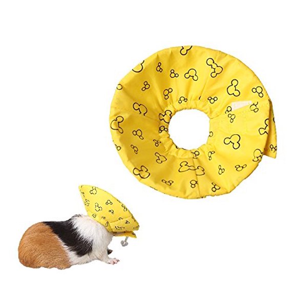 Hamster Rabbit Protection Cone Neck Recovery Collar - Small Animal Pets Elizabethan Collar Anti-Water Bite Sratch Risistant for Guinea Pig Mice Mouse Rats Ferret Squrrel (L, Yellow)