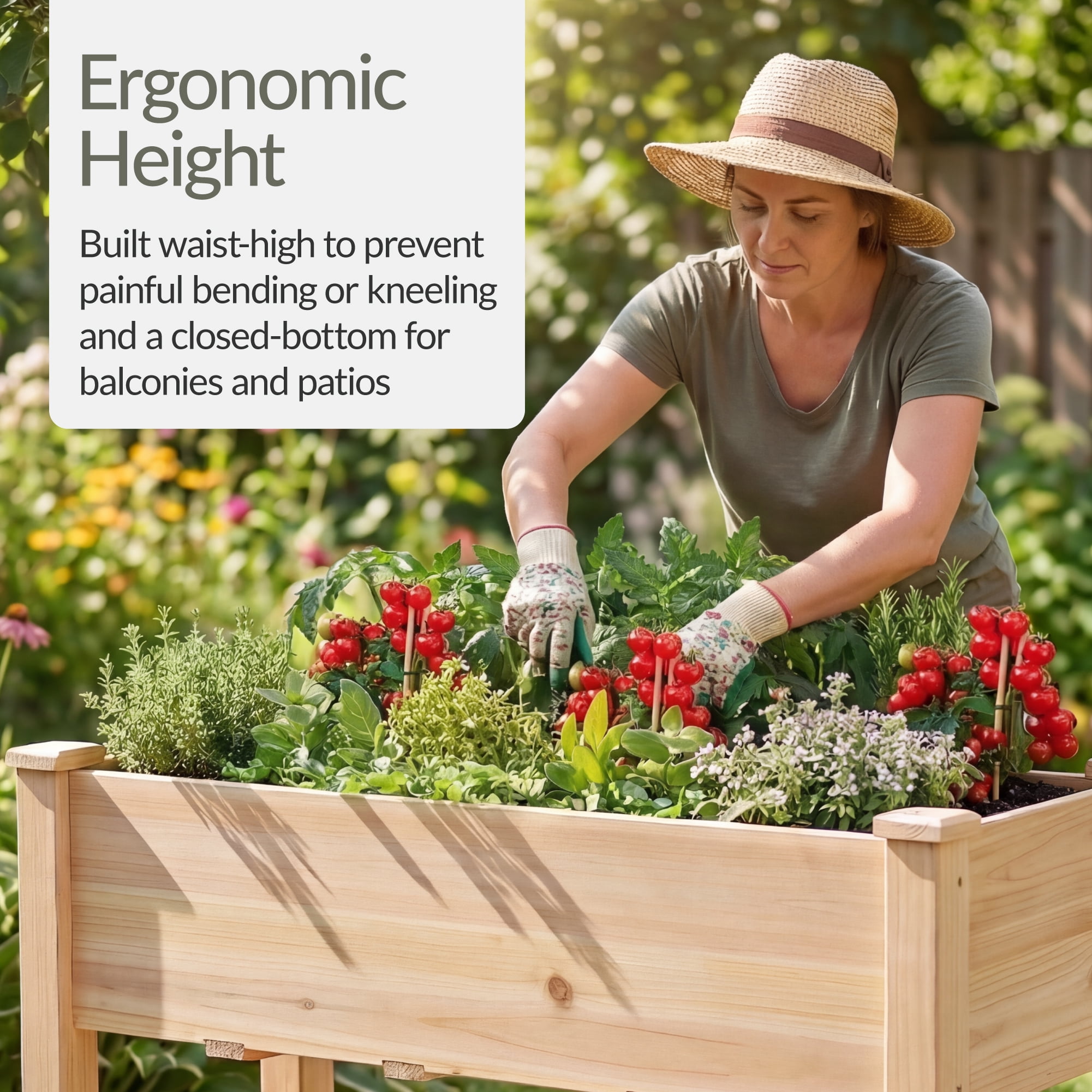 Best Choice Products 48x24x30in Raised Garden Bed, Elevated Wooden Planter for Yard w/ Foot Caps, Liner - Natural