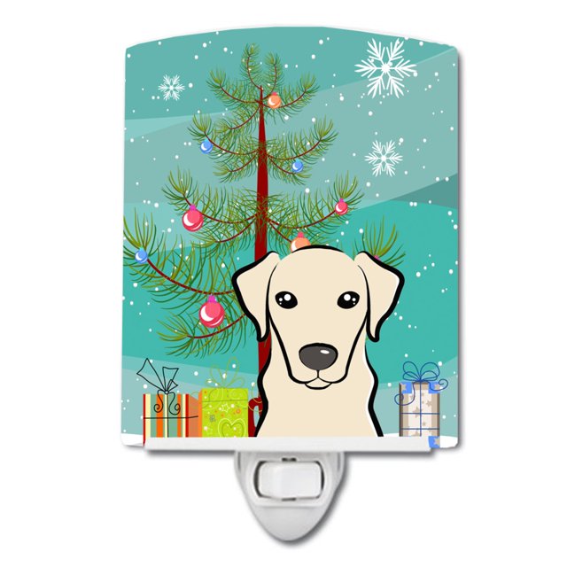 Caroline's Treasures - Lámpara de noche de cerámica con árbol de Navidad y labrador amarillo, 6 x 4, multicolor Caroline's Treasures BB1594CNL
