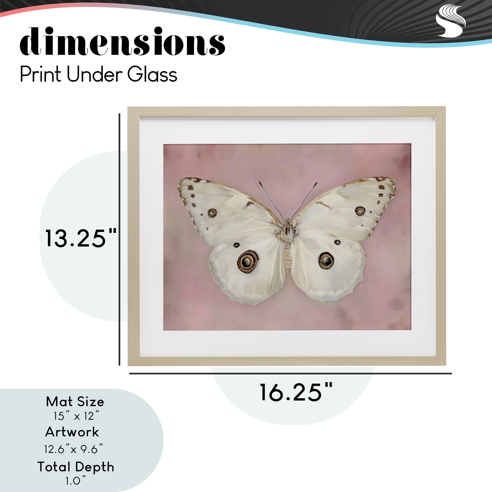 Stupell Industries Gossamer Butterfly on Blush Background Birch Framed Print Under Glass, design by Arlington Prints