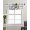 thumbnail image 3 of Kitchen Cafe Valance Curtain for Small Windows,Farmhouse Sunflowers on Shabby Wooden Planks Rod Pocket Short Valances Bees Window Treatment Panel for Living Room/Bedroom/Bathroom,42x12in, 3 of 9