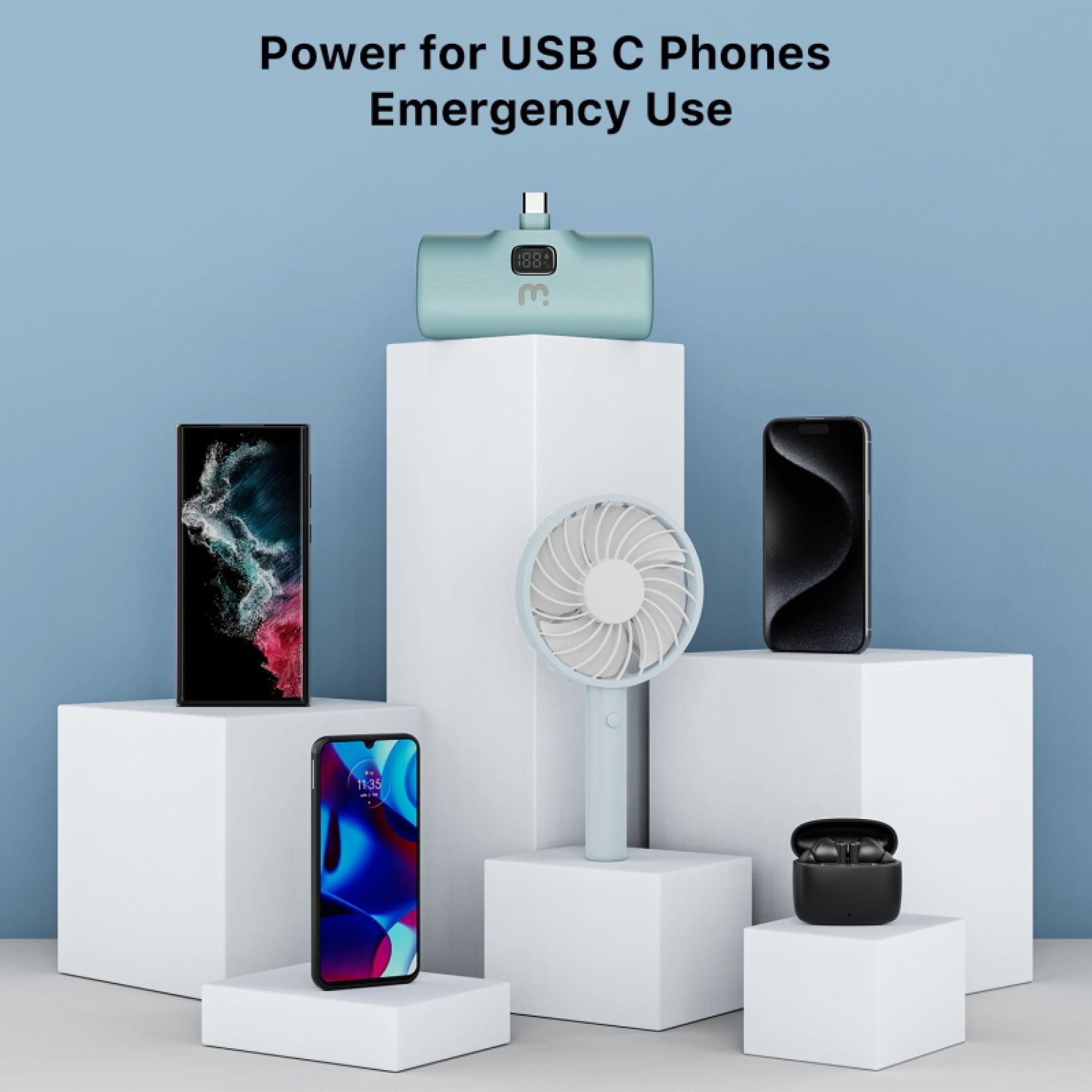 5000 mAh USB‑C Portable Travel-Ready Compact USB-C Quick-Charge Portable Charger with Built-In Stand