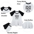 thumbnail image 2 of Pack of 2, Feed Me Tacos And Tell Me I'm Pretty & I was Told There Would Be Tacos Funny Dresses, Newborn Baby Skirts, Infant Princess Dress, Toddler Frocks (Black Raglan Dresses, 18-24 Months), 2 of 5
