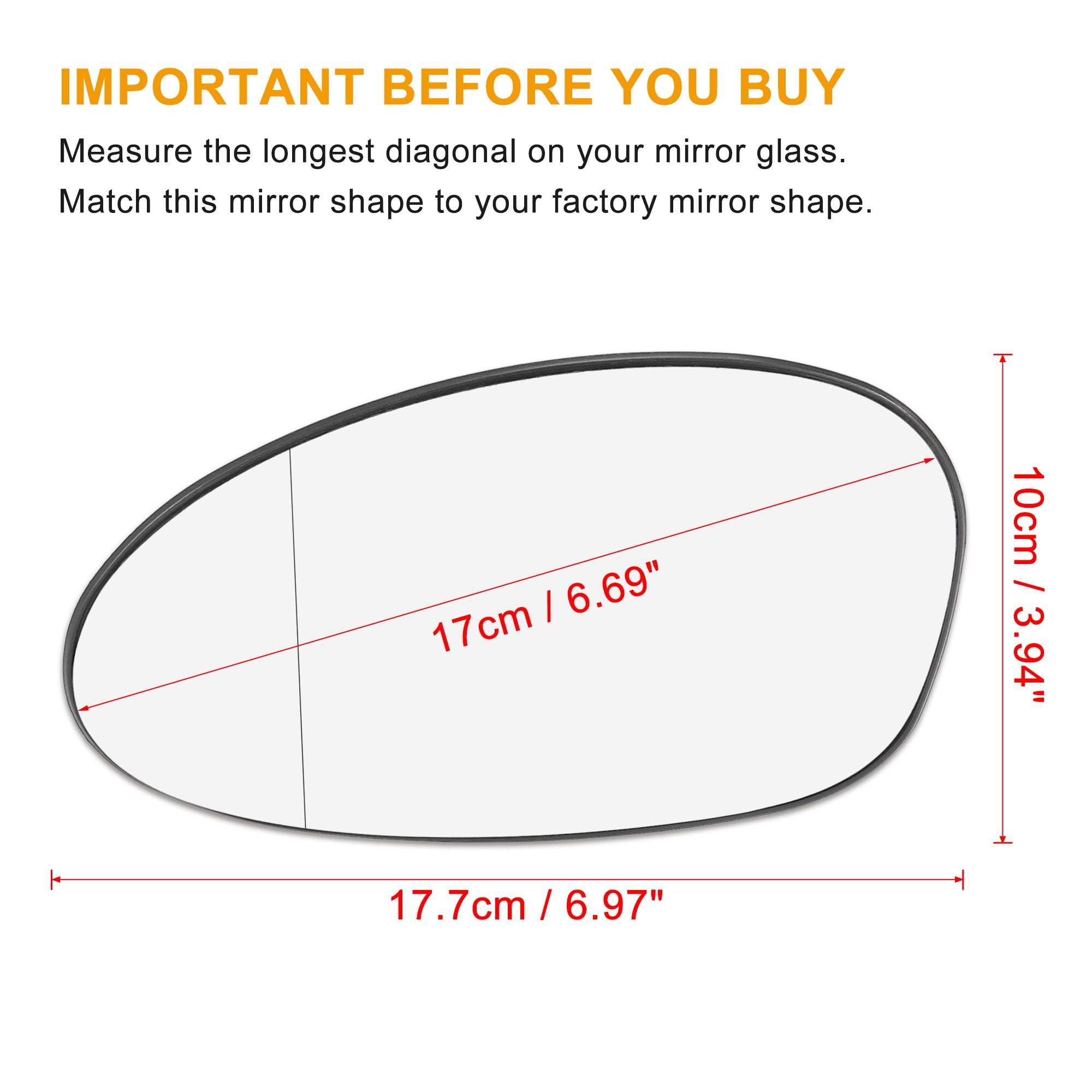 Unique Bargains Car Rearview Mirror Glass with Backing Plate Heated Left Side