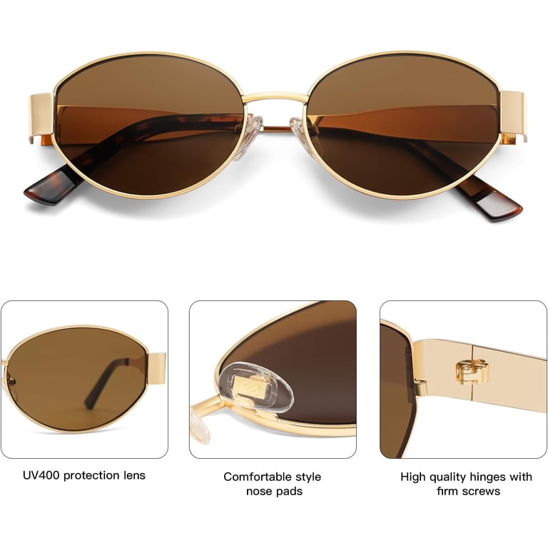 Retro Polarized Shiny Gold Sunglasses UV400 Protection Oval Metal Soft Frame Oval polarized sunglasses for men and women with UV400  main image 3
