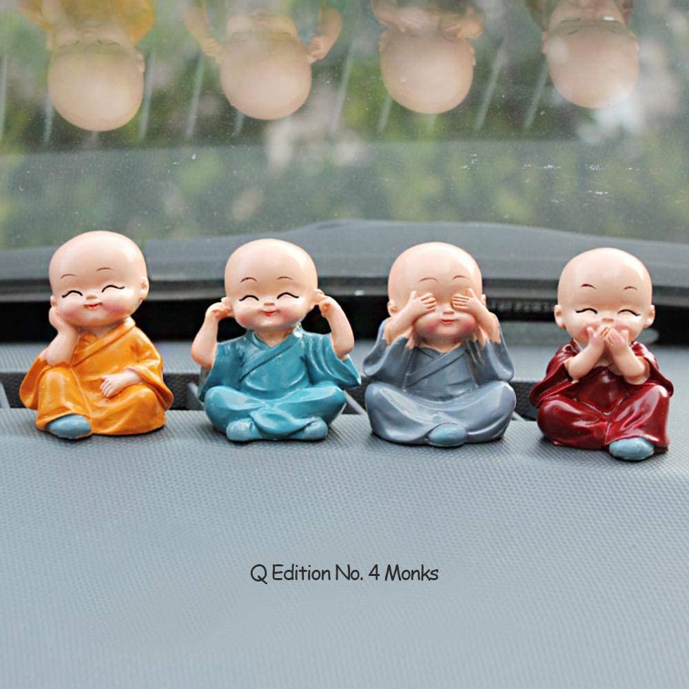 Healifty 6 Pcs Resin Kung Fu Monk Mini Buddha Figurine Statue Car Interior Display Ornament Car Home Decor Gift