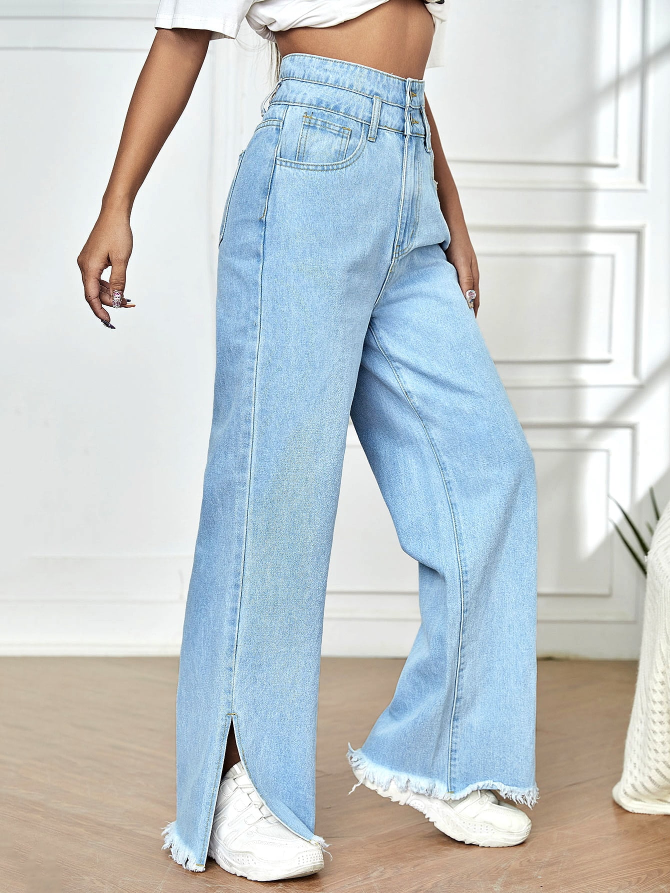 Raw Hem Wide Leg Jeans 2022 XS 