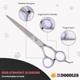 thumbnail image 7 of Dog Grooming Scissors Kit - Best Tools for Goldendoodles, Poodles & Doodles - Straight, Curved & Thinning Shears - Golden Doodle Grooming Kit - Professional Grade Steel, 4 Pc Set (Long Silver), 7 of 7
