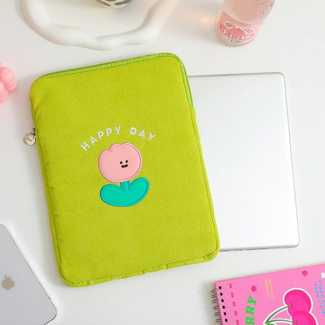 2023New Cartoon Bear Ipad Case Tablet Bag 11 Inch Inner Tank Bag Girl Thickened Handheld iPad Storage Bags green