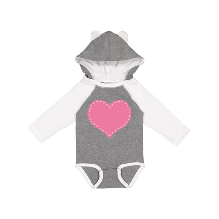 

Inktastic Pink Heart (Stitch Border) Gift Baby Girl Long Sleeve Bodysuit