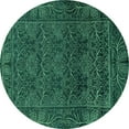 thumbnail image 1 of Ahgly Company Indoor Round Persian Turquoise Blue Bohemian Area Rugs, 7' Round, 1 of 4