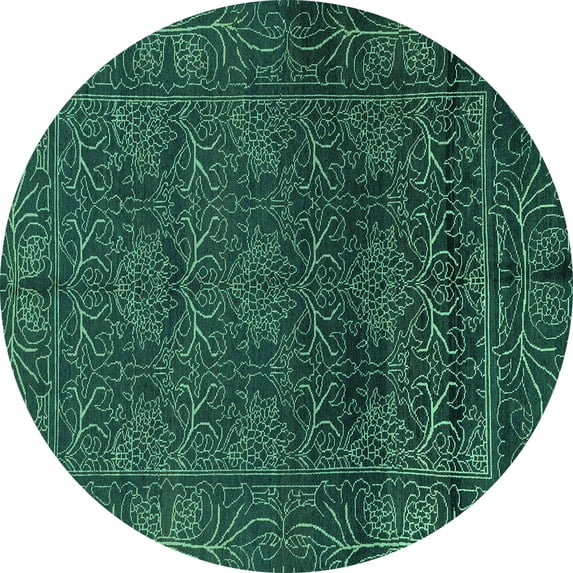 Ahgly Company Indoor Round Persian Turquoise Blue Bohemian Area Rugs, 7' Round