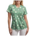 thumbnail image 6 of COMVALUE Scrub Tops Women Short Sleeve Plus Size V Neck Fun Printed Scrubs Top Medical Nursing Uniforms with Pockets (Green, XXL), 6 of 7