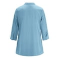 thumbnail image 5 of Frontwalk Women 3/4 Sleeve Tunic Tops Fashion Loose Henley V Neck Shirt Work Office Business Blouse Solid Button Shirts with Pockets, 5 of 8