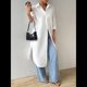 thumbnail image 4 of Camisas Casuales de Media con Botones para Mujer, Blusas Largas con Solapa , Tops XL, 4 of 9