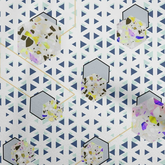 oneOone Cotton Cambric White Fabric Geometric Dress Material Fabric Print Fabric By The Yard 42 Inch Wide-W8