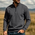 thumbnail image 2 of Hngshg Mens Sweatshirts Trendy Quarter Zip Stand Neck Solid Color Tops Long Sleeve Pocket Pullover Sweatshirts, 2 of 6