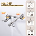 thumbnail image 2 of WOWOW Brass Wall Mounted Pot Filler Faucet with Double Joint Swing Arms, Commercial Kitchen Pot Faucet in Brushed Nickel, 2 of 6