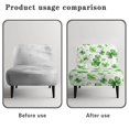 thumbnail image 6 of HELLHERO Green Clover Armless Accent Chair Cover, Stretch Elastic Bottom Comfortable Protector for Living Room Hotel, 6 of 8